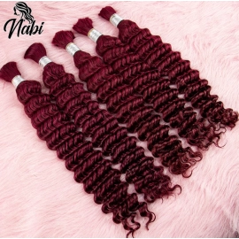 Nabi Burgundy Hair Braiding Bundles Deep Wave Hair Extension Braids Deep Curly Hair Extension Bulk for Salon Supply