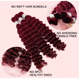 Nabi Burgundy Hair Braiding Bundles Deep Wave Hair Extension Braids Deep Curly Hair Extension Bulk for Salon Supply