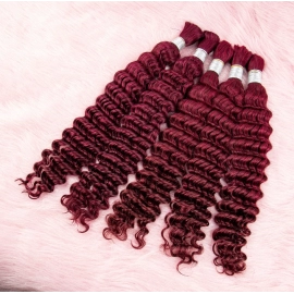 Nabi Burgundy Hair Braiding Bundles Deep Wave Hair Extension Braids Deep Curly Hair Extension Bulk for Salon Supply