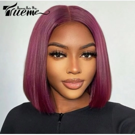 Trueme 99J Burgundy Red Short Straight Bob Wig Lace Front Human Hair Wigs For Women 13x5x1 Pre Plucked Brazilian Bob Lace Wigs