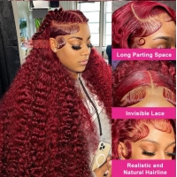 30 42 Inch 99J Burgundy 13x6 HD Lace Frontal Human Hair Wigs Red Curly 13X4 Colored Deep Wave 13x4 Lace Front Human Hair Wigs