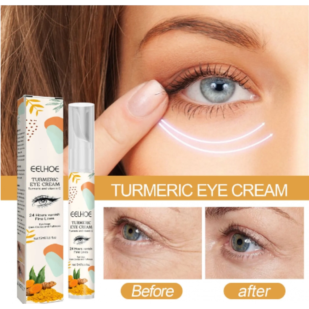 Eelhoe Turmeric Eye Cream Fade Eye Corner Fine Lines and Dark Circles Dark Circle Removal Anti-Wrinkle Brightening Skin Makeup